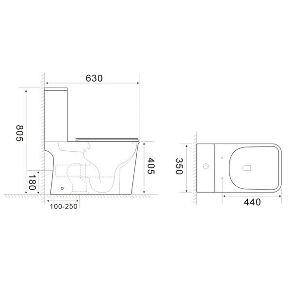 Унітаз-компакт Mixxus WAVE-0404-R 630х350х805mm, система змиву RIMLESS (MI6692) MI6692 фото