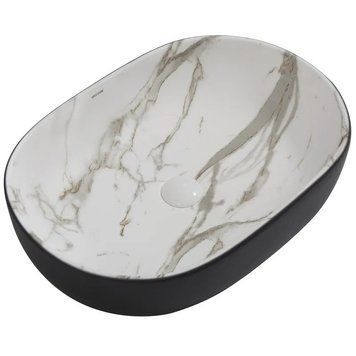 Раковина накладна MIXXUS PREMIUM ELLIPSE-0105 MARBLE-BLACK 600х400х150mm (MP6565) MP6565 фото