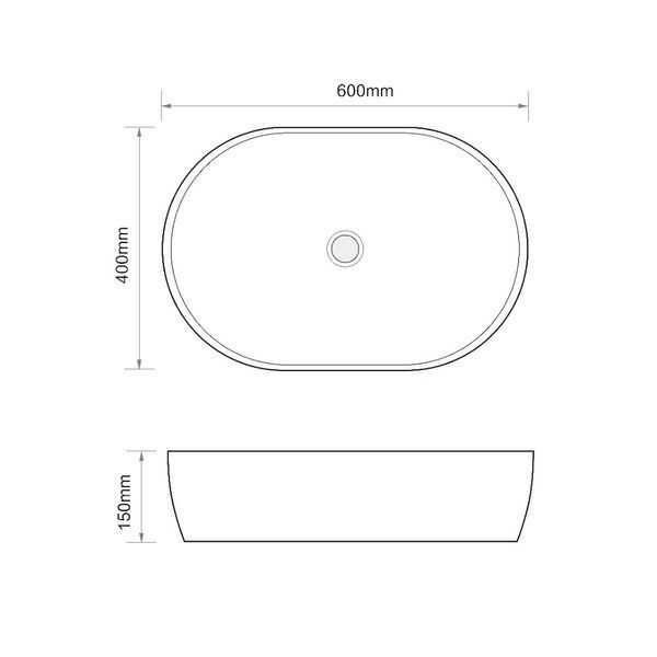 Раковина накладна MIXXUS PREMIUM ELLIPSE-0105 MARBLE-BLACK 600х400х150mm (MP6565) MP6565 фото