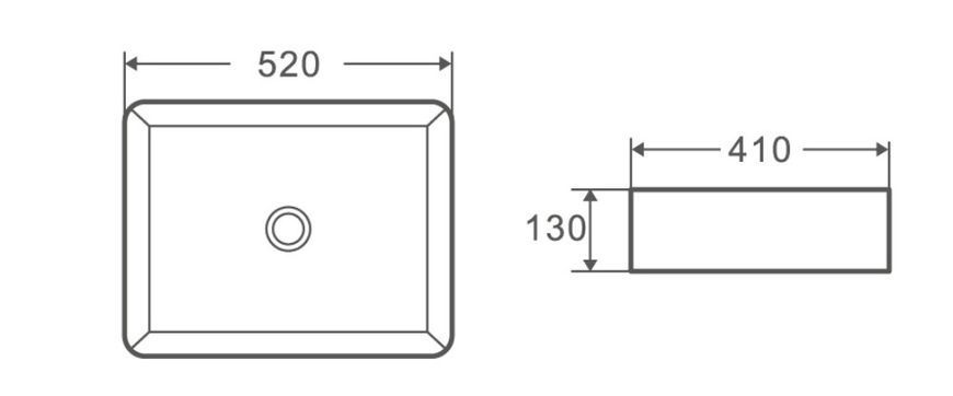 Умивальник накладний керамічний Mixxus Premium Quadro-0102 520x410x130mm (MP6488) MP6488 фото