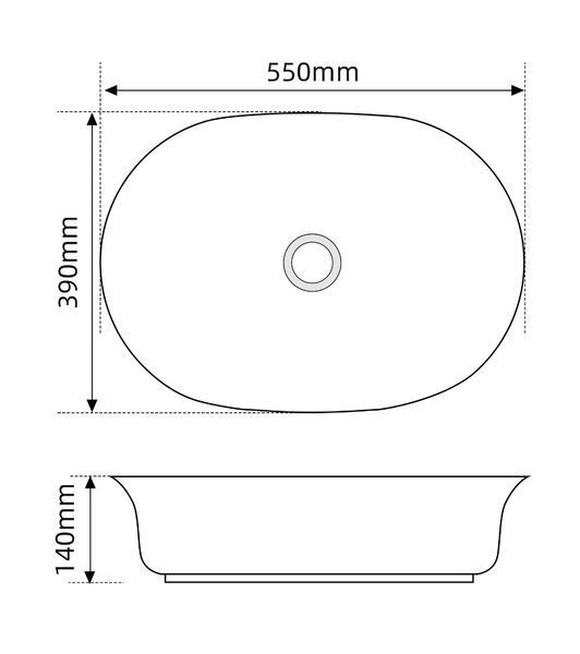 Раковина накладна Mixxus Premium ELLIPSE-0103 550х390х140mm (MP6553) MP6553 фото