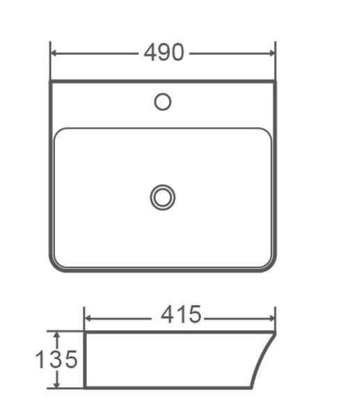 Умивальник накладний керамічний Mixxus Premium Bevel-0201 з переливом 485x410x125mm (MP6480) MP6480 фото