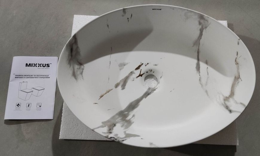 Раковина накладна MIXXUS PREMIUM ELLIPSE-0104 MARBLE 550х415х140mm (MP6554) MP6554 фото