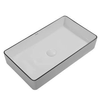 Раковина накладна Mixxus Premium QUADRO-0107 EDGE BLACK 600х340х110mm (MP6521) MP6521 фото