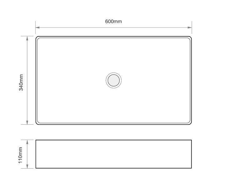 Раковина накладна Mixxus Premium QUADRO-0107 EDGE BLACK 600х340х110mm (MP6521) MP6521 фото