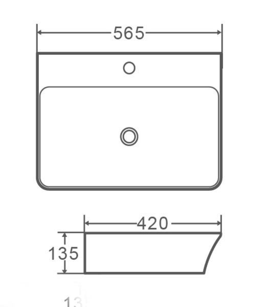 Умивальник накладний керамічний Mixxus Premium Bevel-0202 з переливом 560x415x125mm (MP6481) MP6481 фото