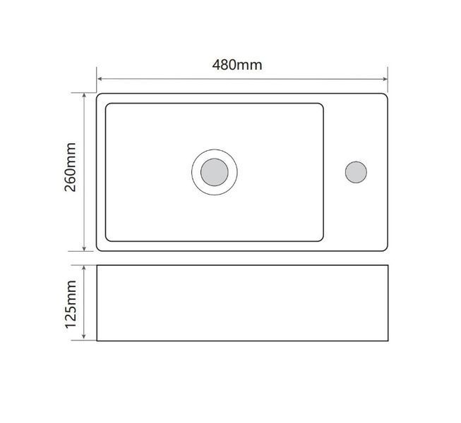 Раковина накладна Mixxus Premium QUADRO-0207 480х260х125mm з отвором під змішувач (MP6503) MP6503 фото
