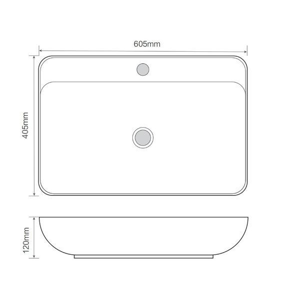 Раковина накладна Mixxus Premium BEVEL-0203 600х405х120mm з отвором під змішувач (MP6513) MP6513 фото