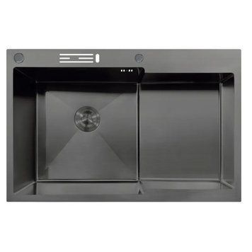Мийка MIXXUS MH7849L-HK GRAPHITE (MH7849L-HK NANO-BLACK)(3.0/0.9) з нержавіючої сталі "глибоке крило", з підставкою під ножі (MX1936) MX1936 фото