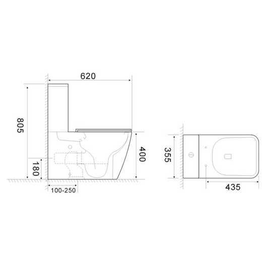 Купити Унітаз-компакт Mixxus QUADRO-0404-T1 620х355х805mm, система