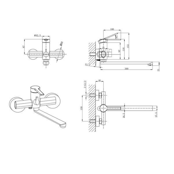 Змішувач для ванни Mixxus Lord 006 Euro (MI7141) MI7141 фото