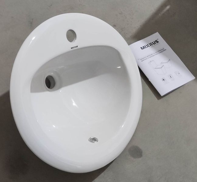 Раковина врізна на стільницю Mixxus Premium TOPPER-1602 515х400х200mm з отвором під змішувач та переливом (MP6572) MP6572 фото