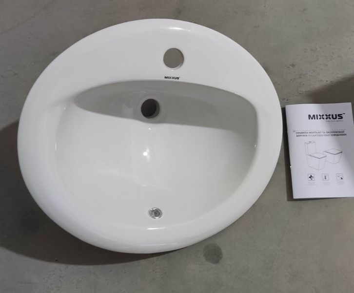 Раковина врізна на стільницю Mixxus Premium TOPPER-1602 515х400х200mm з отвором під змішувач та переливом (MP6572) MP6572 фото