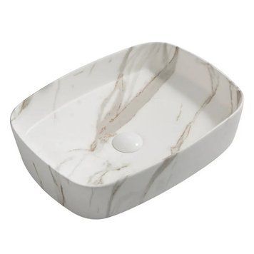 Раковина накладна Mixxus Premium BEVEL-0102 MARBLE 495х370х135mm (MP6519) MP6519 фото