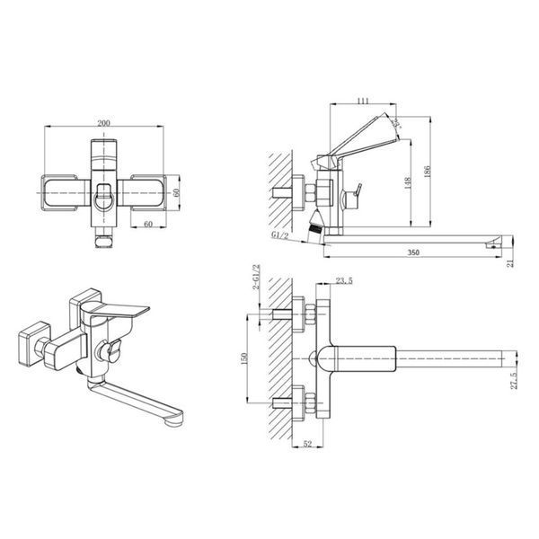 Змішувач для ванни Mixxus Wilson 006 Euro (MI7131) MI7131 фото
