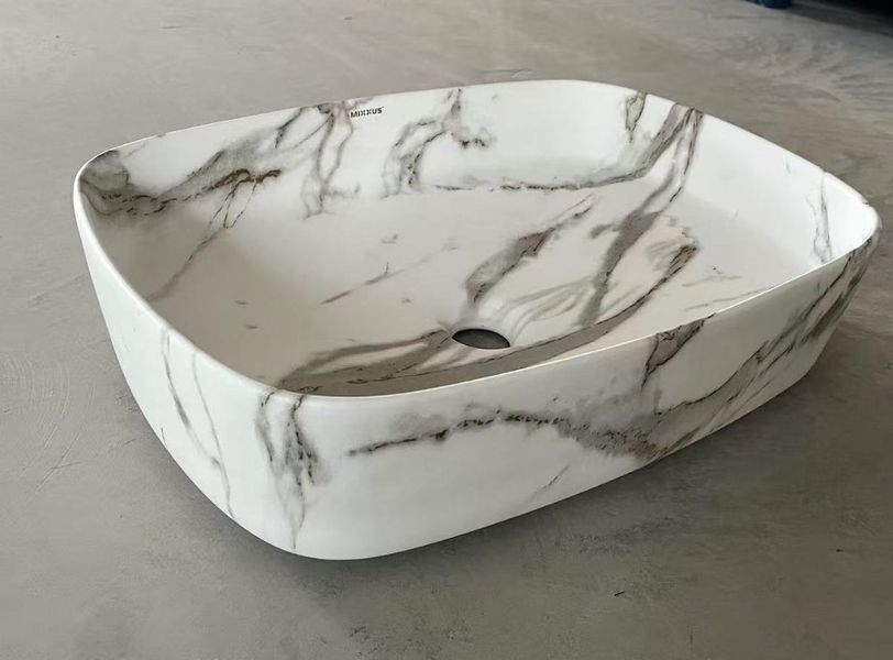 Раковина накладна Mixxus Premium BEVEL-0102 MARBLE 495х370х135mm (MP6519) MP6519 фото