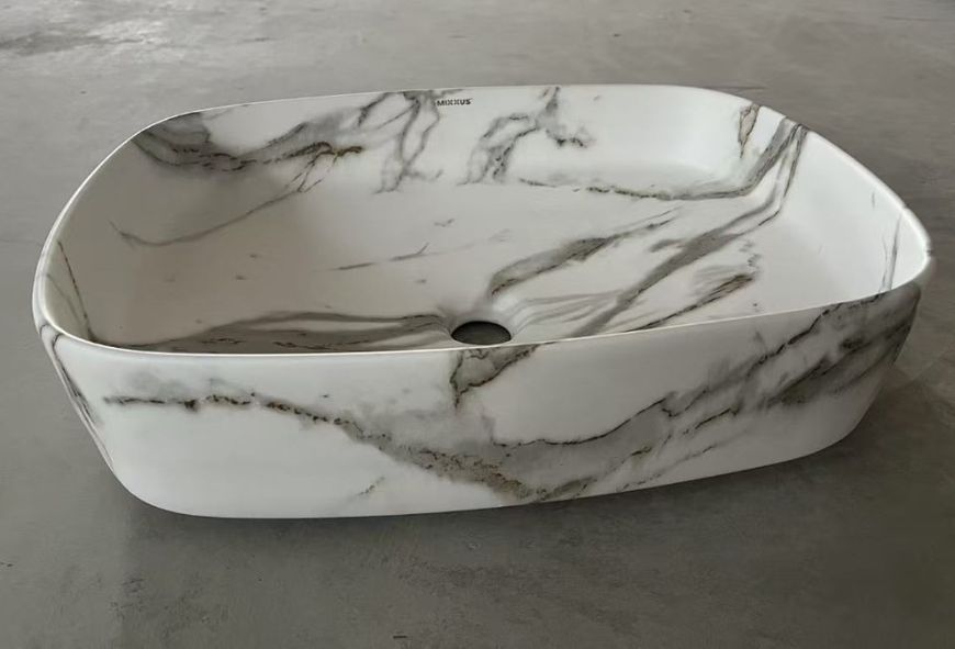 Раковина накладна Mixxus Premium BEVEL-0102 MARBLE 495х370х135mm (MP6519) MP6519 фото