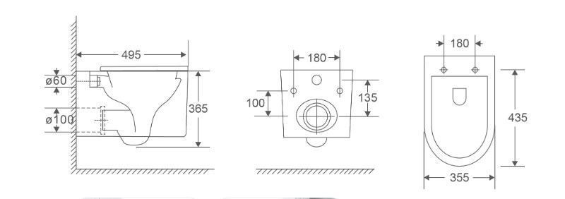 Унітаз підвісний Mixxus Premium Topper-0101-T3 495x355x375mm, система змиву Tornado 1.0 (MP6476) MP6476 фото