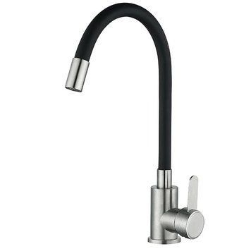 Змішувач для кухні з чорним гнучким виливом Mixxus FAN-011 Refl.Black (нерж. сталь) (MI6105) MI6105 фото