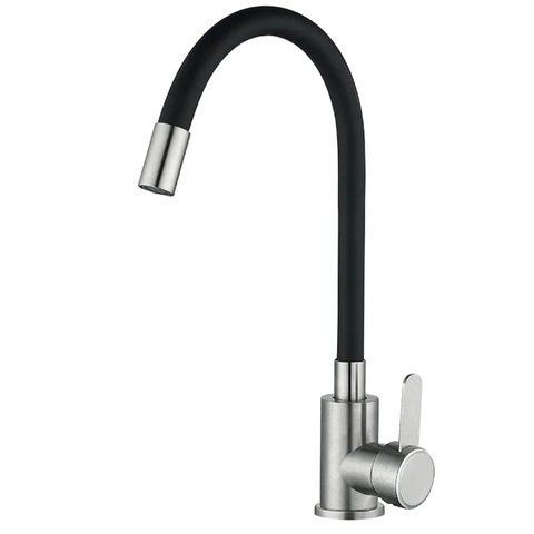 Змішувач для кухні з чорним гнучким виливом Mixxus FAN-011 Refl.Black (нерж. сталь) (MI6105) MI6105 фото
