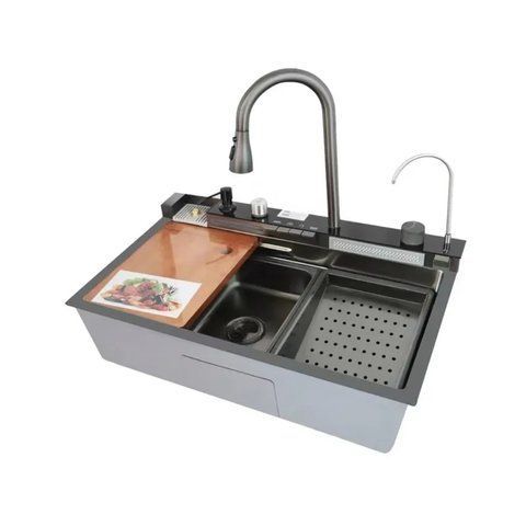 Мийка багатофункціональна Mixxus MH7546-SET-06 DECOR NANO-BLACK з вбудованим змішувачем (MX9576) MX9576 фото