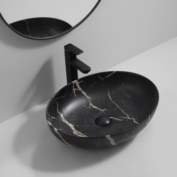Раковина накладна Mixxus Premium ELLIPSE-0102 MARBLE 515х400х130mm (MP6552) MP6552 фото