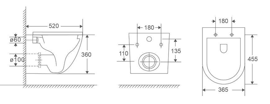 Унітаз підвісний Mixxus Premium Ellipse-0303-R 520x365x360mm, система змиву Rimless (MP6463) MP6463 фото