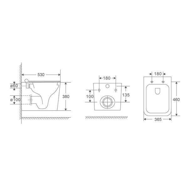 Унітаз підвісний Mixxus Premium Quadro-0302-T1 530x360x365mm, система змиву Tornado 1.0 (MP6456) MP6456 фото