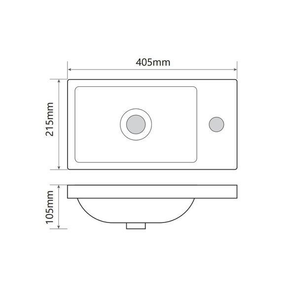 Раковина меблева Mixxus Premium QUADRO-1501 400х215х105mm з отвором під змішувач (MP6502) MP6502 фото