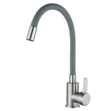 Змішувач для кухні із сірим гнучким виливом Mixxus FAN-011 Refl.Gray (нерж. сталь) (MI6106) MI6106 фото