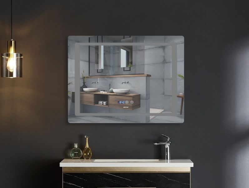 Дзеркало Mixxus STYLE MR03-90x70 з Led Touch, Anti-fog, димером, регулятором яскравості, годинником (MI6007) MI6007 фото