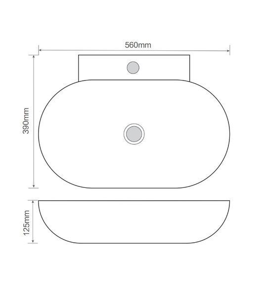 Раковина підвісна MIXXUS PREMIUM DIVERSE-0201 560х390х125mm з отвором під змішувач (MP6510) MP6510 фото