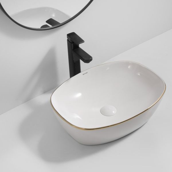 Раковина накладна Mixxus Premium DIVERSE-0109 EDGE GOLD 500х380х140mm (MP6548) MP6548 фото