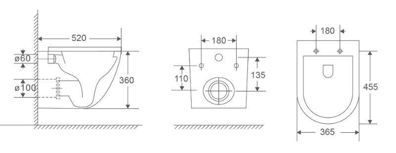 Унітаз підвісний Mixxus Premium Ellipse-0303-R Black 520x365x360mm, система змиву RIMLESS (MP6464) MP6464 фото