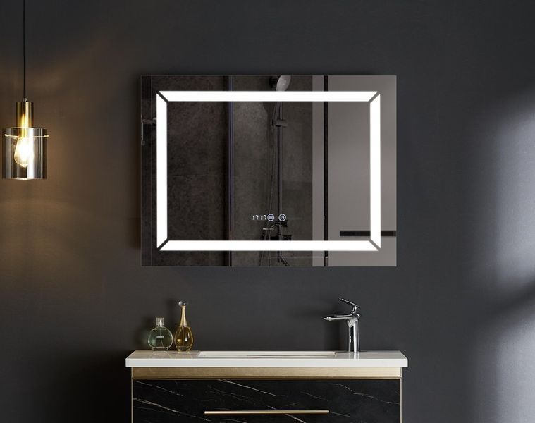 Дзеркало Mixxus LIGHT MR01-70x50 з Led Touch, Anti-fog, димером, регулятором яскравості, годинником (MI6000) MI6000 фото