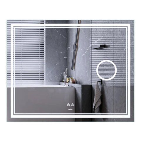 Дзеркало Mixxus Premium QUADRO MR20-100x80 з Led Touch, Anti-fog, димером, регулятором яскравості, лінзою (MP6623) MP6623 фото