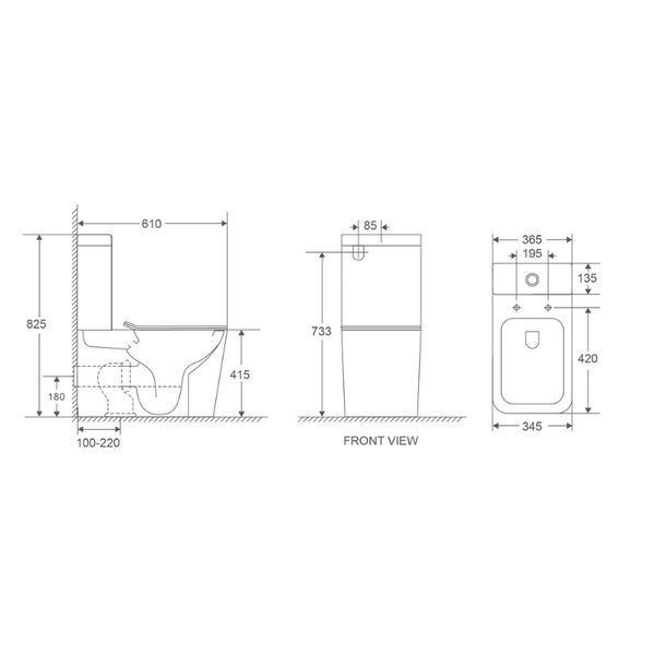 Унітаз-компакт Mixxus Premium Quadro-0401-R 610x365x825mm, система змиву RIMLESS (MP6457) MP6457 фото