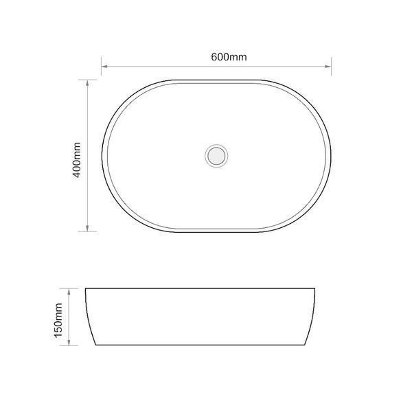 Раковина накладна MIXXUS PREMIUM ELLIPSE-0105 600х400х150mm (MP6563) MP6563 фото