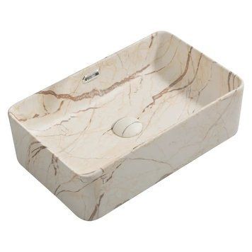 Раковина накладна Mixxus Premium QUADRO-0208 MARBLE 480х315х140mm з переливом (MP6518) MP6518 фото