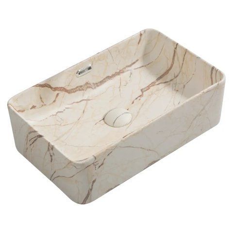 Раковина накладна Mixxus Premium QUADRO-0208 MARBLE 480х315х140mm з переливом (MP6518) MP6518 фото
