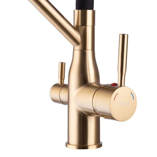 Змішувач для кухні MixxusPremium Gravity 021 BRUSHED GOLD REFL.BLACK (MI6981) MI6981 фото