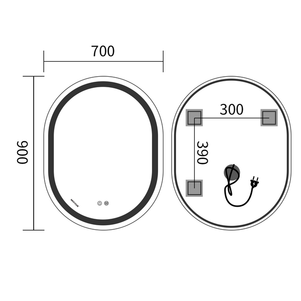 Дзеркало Mixxus Premium ELLIPSE MV05-90x70-Reverse з Led Touch, Anti-fog, димером (3-6,5kK) (MP6644) MP6644 фото