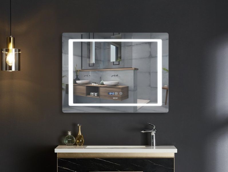 Дзеркало Mixxus STYLE MR03-80x60 з Led Touch, Anti-fog, димером, регулятором яскравості, годинником (MI6005) MI6005 фото