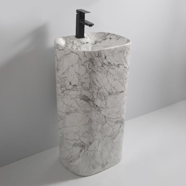 Раковина моноблок MIXXUS PREMIUM DIVERSE-1101 MARBLE 460х380х840mm з отвором під змішувач та переливом (MP6575) MP6575 фото