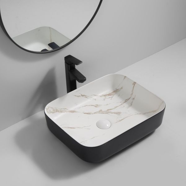 Раковина накладна MIXXUS PREMIUM DIVERSE-0110 MARBLE-BLACK 500х390х130mm (MP6517) MP6517 фото