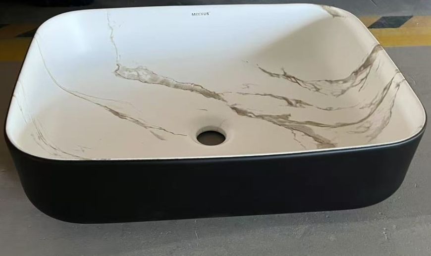 Раковина накладна MIXXUS PREMIUM DIVERSE-0110 MARBLE-BLACK 500х390х130mm (MP6517) MP6517 фото